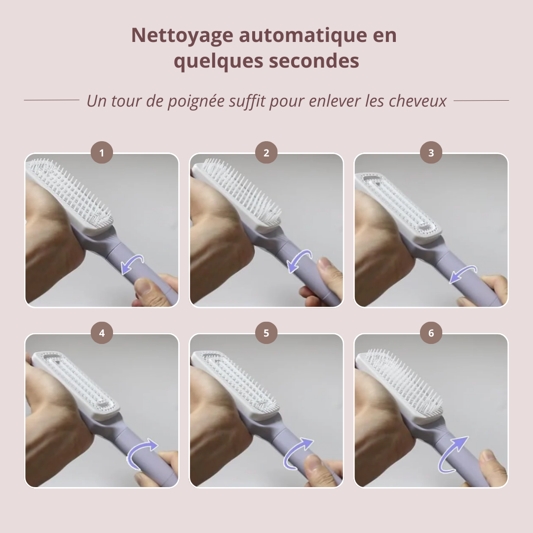 Brosse à cheveux auto-nettoyante